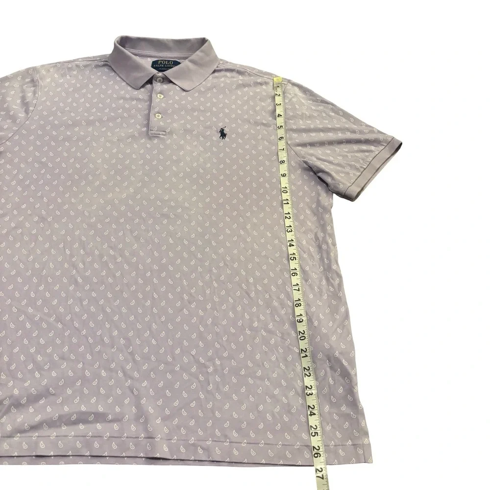 Polo Ralph Lauren Mens Classic Fit Lavender‎ Paisley Cotton Polo Shirt Large